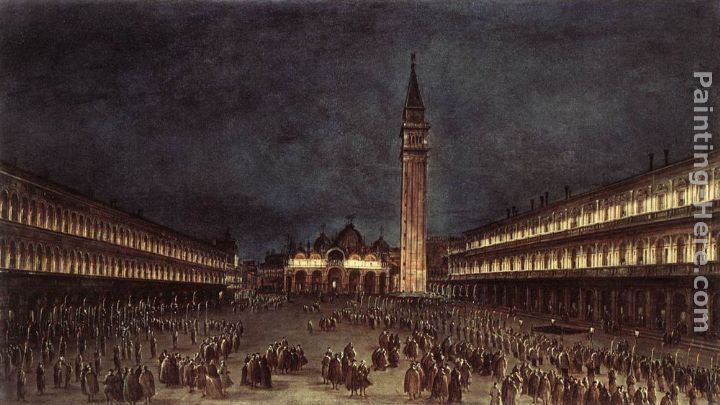Francesco Guardi Nighttime Procession in Piazza San Marco